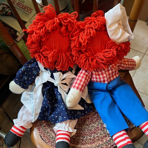Adorable Vintage Handmade 20-inch RAGGEDY ANN & ANDY Dolls, in Perfect Condition - Picture 6 of 8